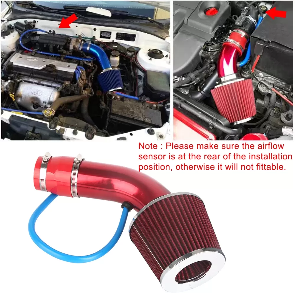 76mm 3Inch Car Air Filter Hose Set Air Intake System Parts With Auto Fasteners Rings Aluminum Automotive Accessories Universal - תמונה 3
