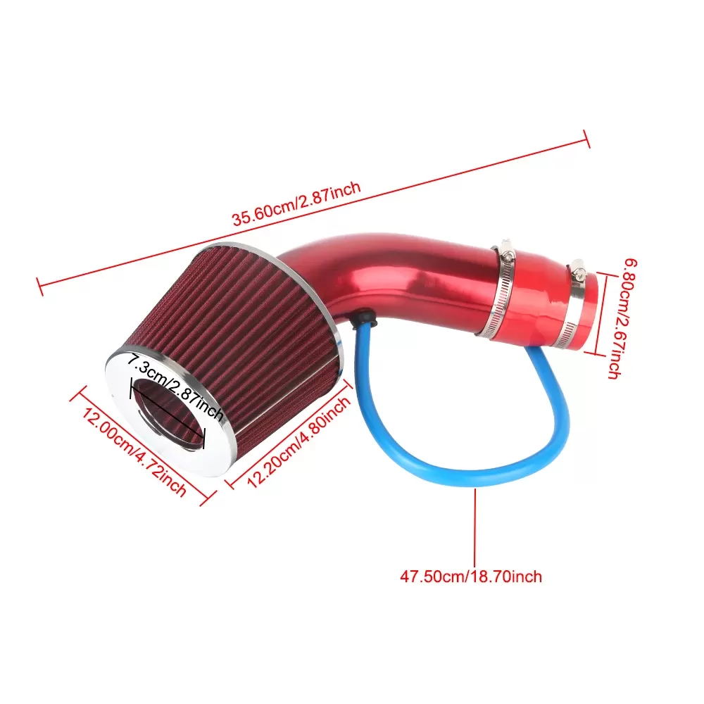 76mm 3Inch Car Air Filter Hose Set Air Intake System Parts With Auto Fasteners Rings Aluminum Automotive Accessories Universal - תמונה 5