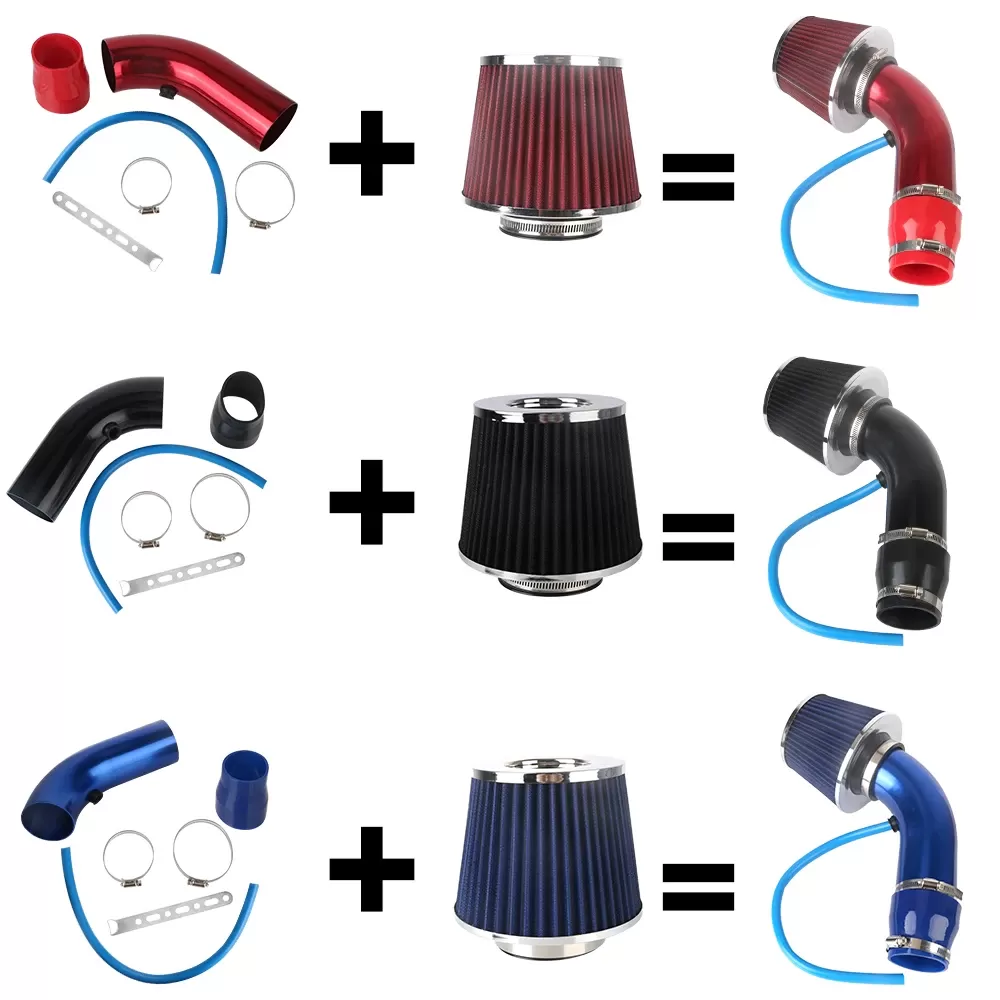 76mm 3Inch Car Air Filter Hose Set Air Intake System Parts With Auto Fasteners Rings Aluminum Automotive Accessories Universal - תמונה 6