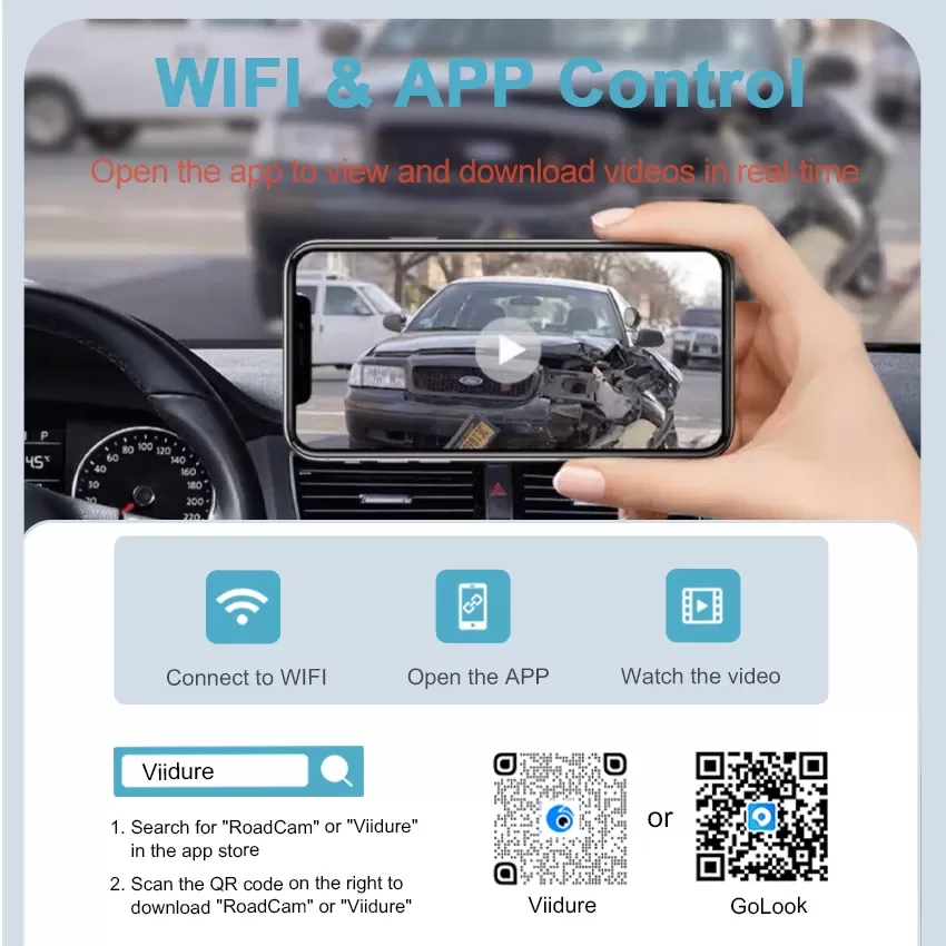 מצלמת רכב HD 4K 2160P עם WIFI - תמונה 4