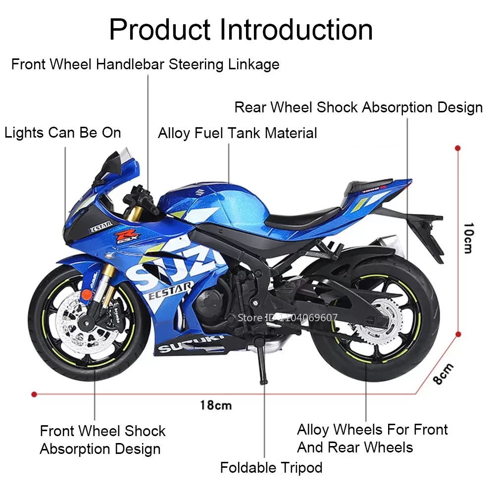 דגם אופנוע סוזוקי GSX1000R GSX250R מואר - תמונה 3